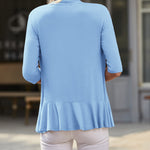 Nadorine Women's 3/4 Sleeve Draped Ruffles Cardigan