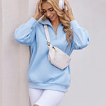 Nadorine Women Sweatshirts Quarter Zip Stand Collar Pullovers Fleece Workout Hoodies Y2K Clothes
