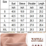 Nadorine Women Waffle Knit Tops Casual Long Sleeve Shirts Solid Color V Neck Shirt