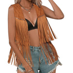 Nadorine Fringe Vest 70s Cowgirl Costume Faux Suede Rave