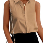 Sleeveless Button Down Tank Tops - Nadorine (Us Only)