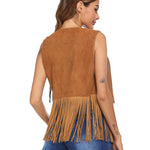 Nadorine Fringe Vest 70s Cowgirl Costume Faux Suede Rave