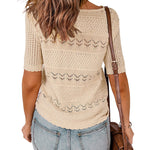 Nadorine Women Short Sleeve Knit Openwork Pullover