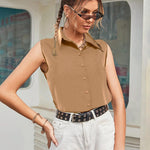 Sleeveless Button Down Tank Tops - Nadorine (Us Only)