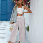 Nadorine Cotton Linen Pants Wide Leg Long Palazzo Pants