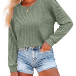 Nadorine Crop Tops Loose Ribbed Knit Cropped T-Shirts