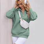 Nadorine Women Sweatshirts Quarter Zip Stand Collar Pullovers Fleece Workout Hoodies Y2K Clothes