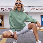 Nadorine Women Sweatshirts Quarter Zip Stand Collar Pullovers Fleece Workout Hoodies Y2K Clothes