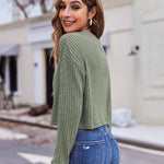 Nadorine Crop Tops Loose Ribbed Knit Cropped T-Shirts