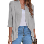 Nadorine Women's 3/4 Sleeve Draped Ruffles Cardigan