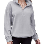 Women's Long Sleeve Sweatshirt Lapel Half Zip Pullover Drop Shoulder Fleece Pullover Tops S-3XL - Nadorine (Us Only)
