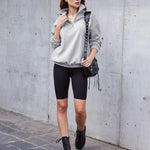 Women's Long Sleeve Sweatshirt Lapel Half Zip Pullover Drop Shoulder Fleece Pullover Tops S-3XL - Nadorine (Us Only)