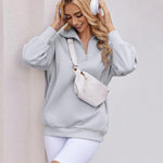 Nadorine Women Sweatshirts Quarter Zip Stand Collar Pullovers Fleece Workout Hoodies Y2K Clothes