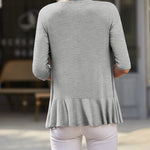 Nadorine Women's 3/4 Sleeve Draped Ruffles Cardigan