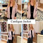 Womens Oversized Blazer Jackets Satin Roll Sleeve Open Front Casual Work Cardigan Jacket with Pockets - Nadorine (Us Only)