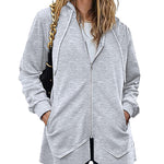 Women Zip Up Hoodies Fleece Lined Tunic Sweatshirt Long Casual Hoodie Jacket with Pockets - Nadorine (Us Only)