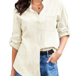 Nadorine Cotton Linen Shirts Tops