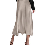 Satin Zipper Elegant Work Skirts - Nadorine (US Only)
