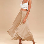 High Waisted Flowy Elastic Skirts , Lightweight Long Skirts - Nadorine (Us Only)