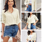 Nadorine Cotton Linen Shirts Tops