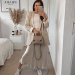 Satin Zipper Elegant Work Skirts - Nadorine (US Only)