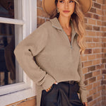 Nadorine Long Sleeve Oversized Knit Sweater Tops