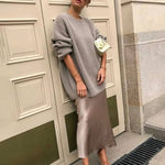 Satin Zipper Elegant Work Skirts - Nadorine (US Only)