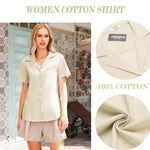 Nadorine Women's Button Down Short Sleeve Blouse