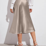 Satin Zipper Elegant Work Skirts - Nadorine (US Only)
