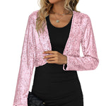 Sequin Shrug Glitter Bolero Jackets with Sparkly Blazer Long Sleeve Cropped Cardigan - Nadorine (Us Only)