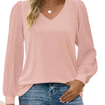 Nadorine Women's Blouses Dressy Casual V Neck Top
