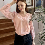 Nadorine Women's Blouses Dressy Casual V Neck Top