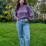 Women's Frill Mock Neck Blouse Long Sleeve Ruffle Shirt Top Elegant Office Tops S-XXL - Nadorine (Us Only)