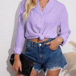 Womens Blouses Dressy Casual Long Sleeve Henley V-Neck Button Up Drop Shoulder Blouse Shirt Tops Relaxed Fit S-XXL - Nadorine (Us Only)
