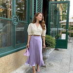 Satin Zipper Elegant Work Skirts - Nadorine (US Only)