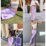 Satin Zipper Elegant Work Skirts - Nadorine (US Only)