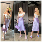 Satin Zipper Elegant Work Skirts - Nadorine (US Only)
