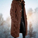 Sjoukje | Long Cable Knit Hooded Cardigan