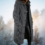 Sjoukje | Long Cable Knit Hooded Cardigan