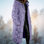 Sjoukje | Long Cable Knit Hooded Cardigan