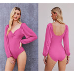 Puff Sleeve Twist Knot Front Tops Bodysuit - Nadorine (Us Only)