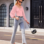Puff Sleeve Twist Knot Front Tops Bodysuit - Nadorine (Us Only)