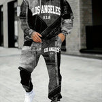 KZZ Men's Fall Winter Hooded Sweatshirt & Pants Set