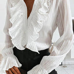 Camille Duval | Chic Ruffle Denim Blouse For Women