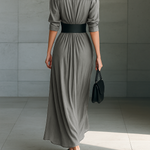 Josephine | Pleated Lapel Maxi Dress