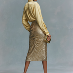 Women's Long-sleeved Shirt And Sequined Pencil Skirt Set
