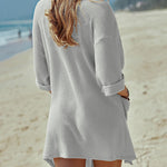 Women's Summer Cardigans 3/4 Sleeve Open Front Cardigan Duster Waffle Knit Kimono Swimsuit Cover Ups - Nadorine (Us Only)