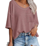 Loose Blouse Casual V Neck Shirt - Nadorine (Us Only)