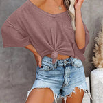 Loose Blouse Casual V Neck Shirt - Nadorine (Us Only)