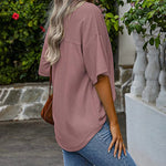 Loose Blouse Casual V Neck Shirt - Nadorine (Us Only)